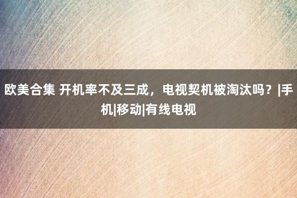   欧美合集 开机率不及三成，电视契机被淘汰吗？|手机|移动|有线电视