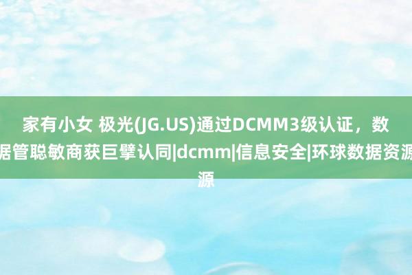   家有小女 极光(JG.US)通过DCMM3级认证，数据管聪敏商获巨擘认同|dcmm|信息安全|环球数据资源