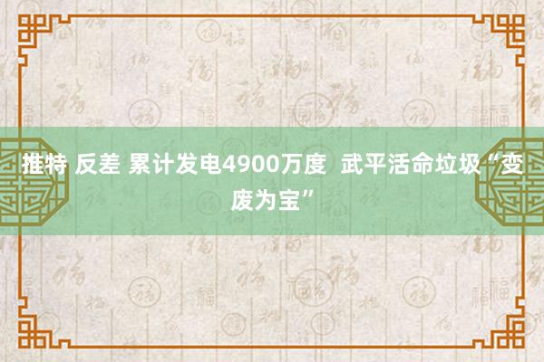   推特 反差 累计发电4900万度  武平活命垃圾“变废为宝”
