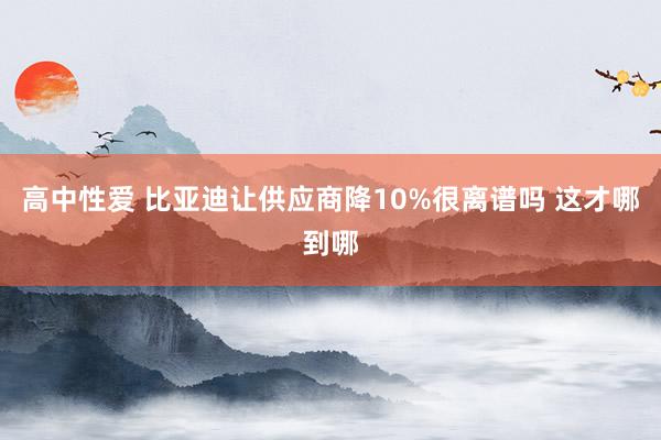   高中性爱 比亚迪让供应商降10%很离谱吗 这才哪到哪
