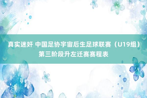 真实迷奸 中国足协宇宙后生足球联赛（U19组）第三阶段升左迁赛赛程表